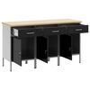 vidaXL Placard de travail 3 pcs Noir et gris 150 x 55 x 85 cm