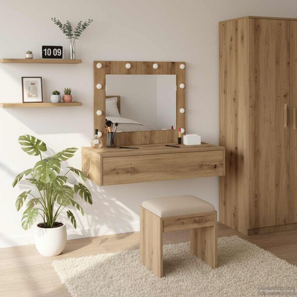 vidaXL Table de Toilette Marron 83 x 40 x 70 cm Bois d'ing&eacute;nierie