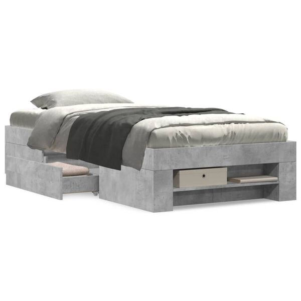 vidaXL Cadre de lit sans matelas gris b&eacute;ton 90x200cm bois d'ing&eacute;nierie