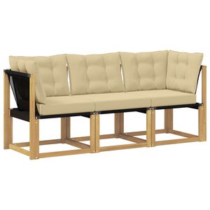 vidaXL Canap&eacute; d&rsquo;ext&eacute;rieur milieu et coin avec coussin 3 Pi&egrave;ce Blanc