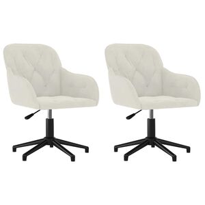 vidaXL Chaises pivotantes &agrave; manger lot de 2 Cr&egrave;me Velours