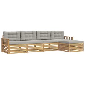 vidaXL Ensemble de canap&eacute;s d'ext&eacute;rieur 5 pc Blanc et gris clair