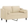vidaXL Canap&eacute; 2 places avec oreillers d&eacute;coratifs cr&egrave;me 120 cm tissu