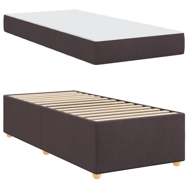 vidaXL Cadre de lit avec matelas Marron fonc&eacute; 90 x 190 cm tissu