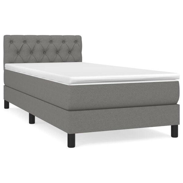 vidaXL Sommier &agrave; lattes de lit avec matelas Gris fonc&eacute; 80x200 cm Tissu