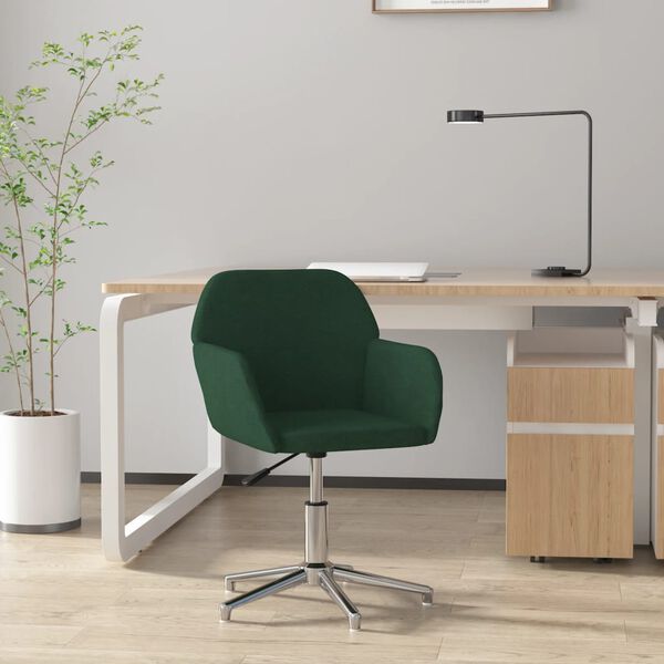 vidaXL Chaise pivotante de bureau Vert fonc&eacute; Tissu