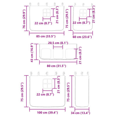 vidaXL Lit mezzanine enfants et rideaux rose 90x200cm bois pin massif