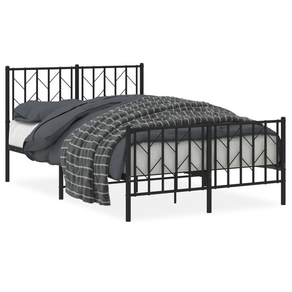 vidaXL Cadre de lit m&eacute;tal sans matelas avec pied de lit noir 120x190cm