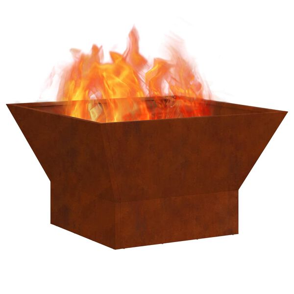 vidaXL Foyer de chemin&eacute;e Marron 60 x 60 x 35 cm Acier patin&eacute;