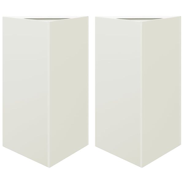 vidaXL Jardini&egrave;res 2 pcs blanc triangulaire 50x43x75 cm acier