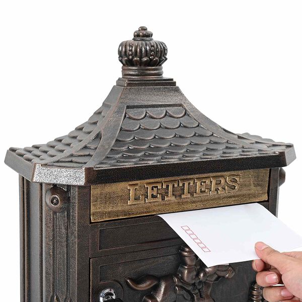 vidaXL Bo&icirc;te aux lettres murale avec stockage Bronze 40,5 x 16 x 45 cm
