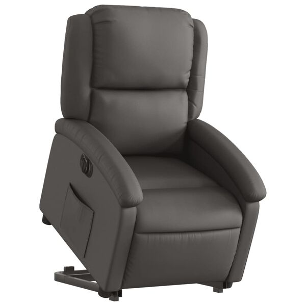 vidaXL Fauteuil inclinable électrique gris cuir véritable