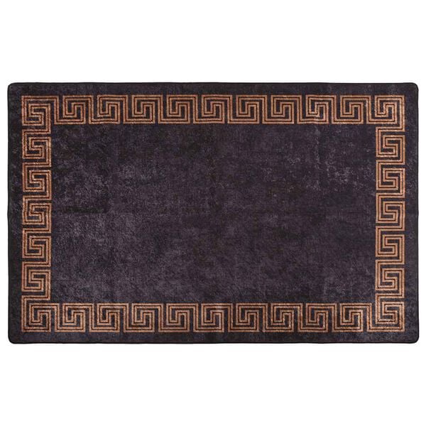 vidaXL Tapis lavable antid&eacute;rapant 160x230 cm noir et dor&eacute;