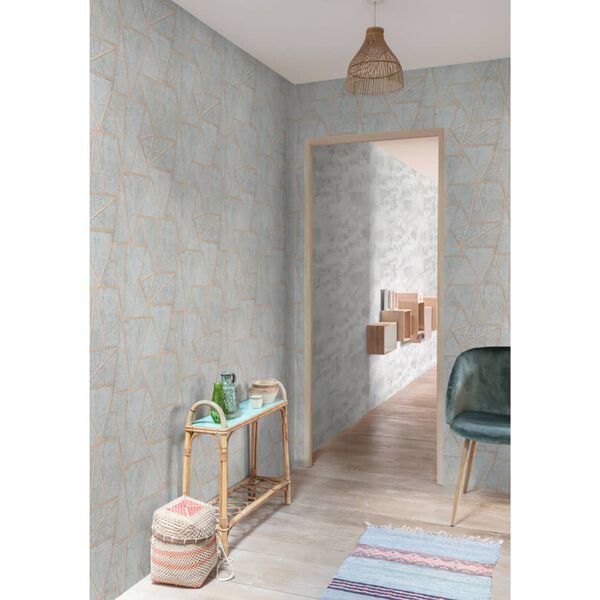 DUTCH WALLCOVERINGS Papier peint Triangles Gris et argent&eacute;