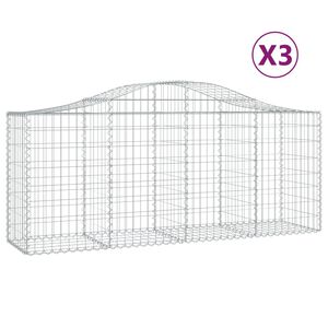 vidaXL Paniers &agrave; gabions arqu&eacute;s 3 pcs 200x50x80/100 cm Fer galvanis&eacute;