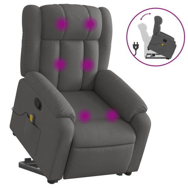 vidaXL Fauteuil de massage inclinable Gris fonc&eacute; Tissu