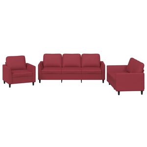 vidaXL Ensemble de canap&eacute;s 3 pcs et coussins Rouge bordeaux Similicuir