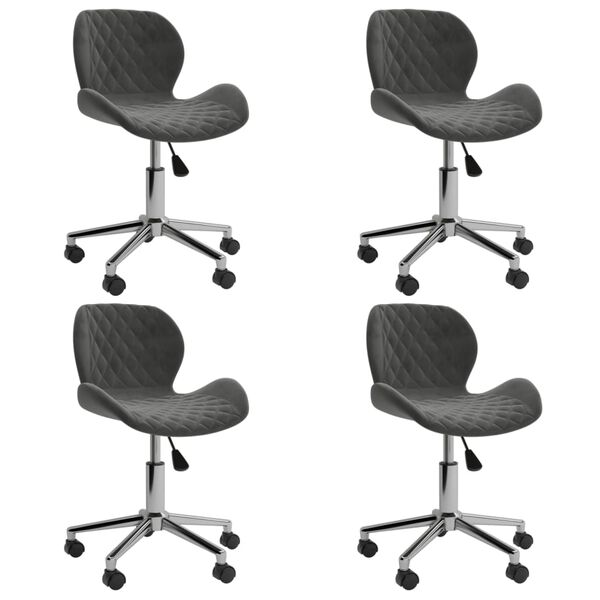 vidaXL Chaises pivotantes &agrave; manger lot de 4 Gris fonc&eacute; Velours