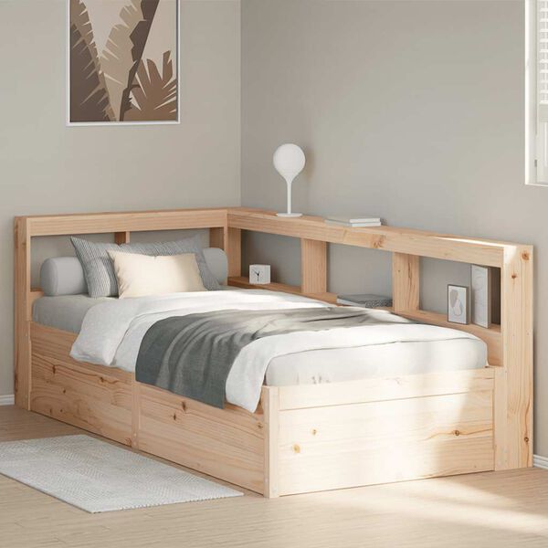 vidaXL Lit biblioth&egrave;que sans matelas 75x190 cm bois de pin massif