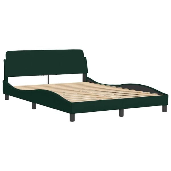 vidaXL Lit avec matelas Dover vert fonc&eacute; 140x200 cm velours