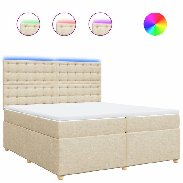 vidaXL Sommier &agrave; lattes de lit avec matelas Cr&egrave;me 200x200 cm Tissu