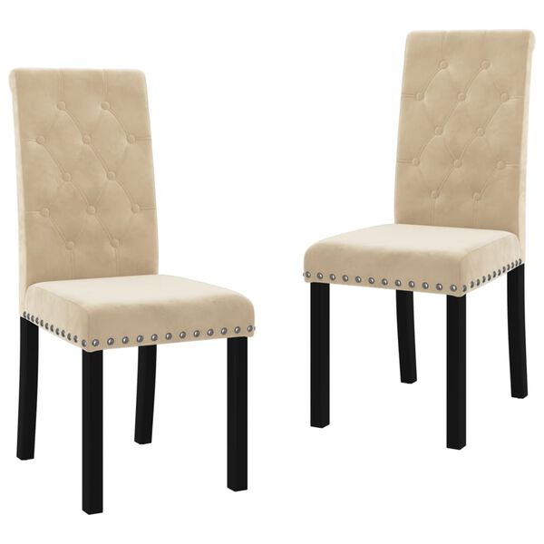 vidaXL Chaises &agrave; manger lot de 2 cr&egrave;me velours