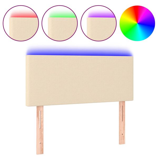 vidaXL T&ecirc;te de lit &agrave; LED Cr&egrave;me 80x5x78/88 cm Tissu