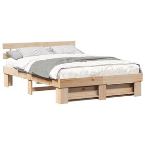 vidaXL Cadre de lit avec t&ecirc;te de lit Marron 160 x 200 cm Pin massif