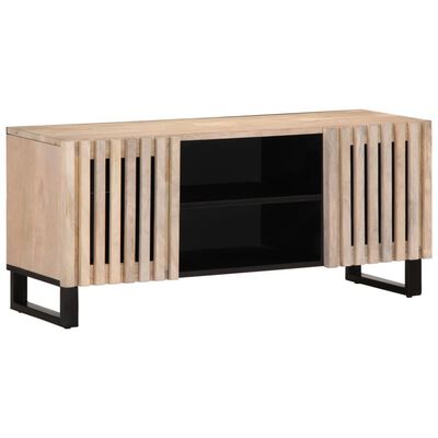 vidaXL Meuble TV blanc 105x34x46 cm bois massif de manguier