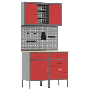 vidaXL Ensemble de placards de travail avec tiroir 5 pcs Rouge