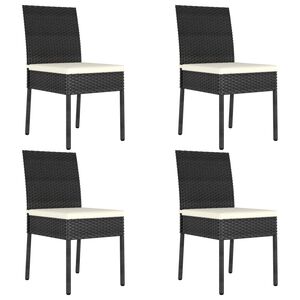 vidaXL Chaises &agrave; manger de jardin lot de 4 R&eacute;sine tress&eacute;e Noir