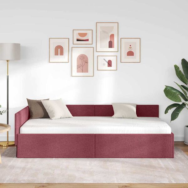 vidaXL Cadre de lit d'angle Bordeaux 80 cm x 200 cm Velours
