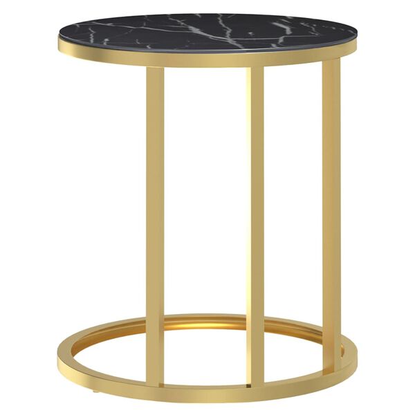vidaXL Table d'appoint Doré et marbre noir 45 cm Verre trempé