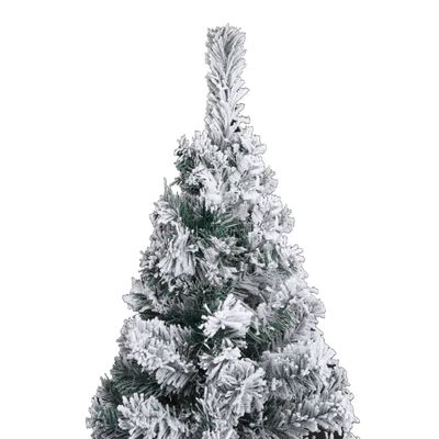 vidaXL Sapin de Noël mince pré-éclairé flocon de neige vert 240 cm PVC