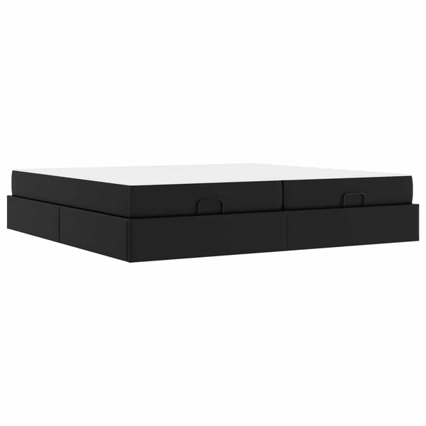 vidaXL Cadre de lit avec matelas avec matelas 2 pcs Noir PVC