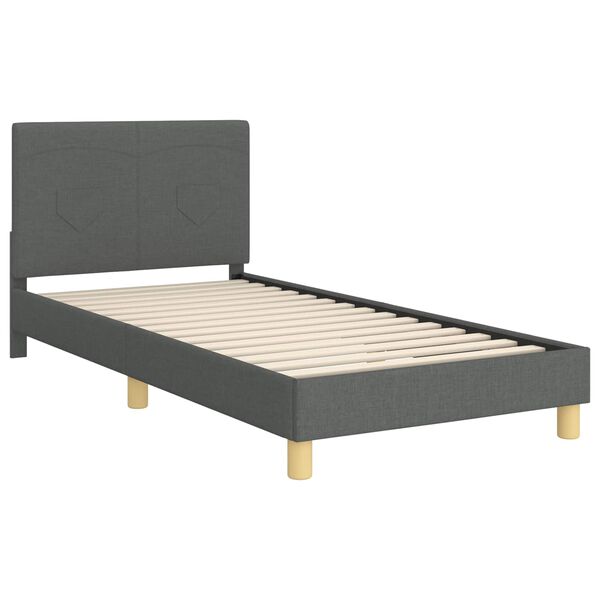 vidaXL Cadre de lit pour enfants avec t&ecirc;te de lit Gris fonc&eacute; tissu
