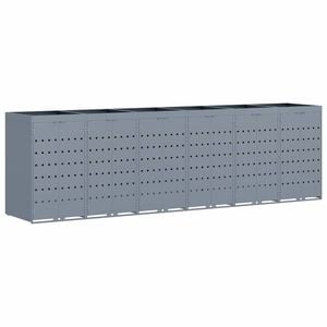 vidaXL Rangement de poubelle &agrave; roulettes pour 6 poubelles Gris clair