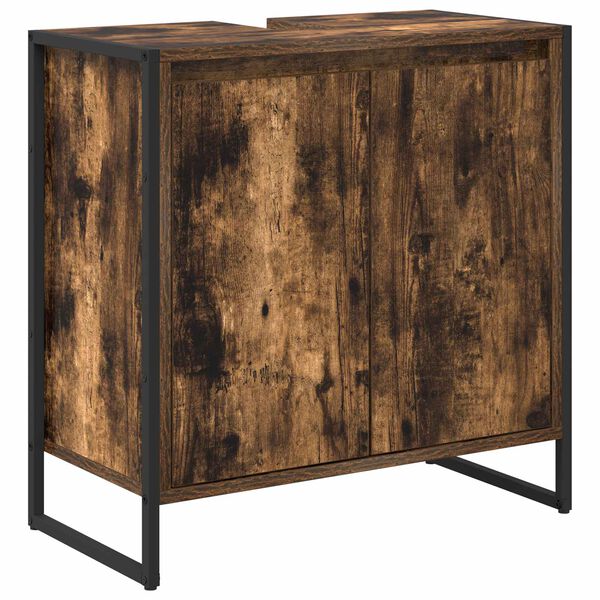 vidaXL Cabinet de salle de bain avec porte Ch&ecirc;ne Fum&eacute; 60 x 30 x 60 cm