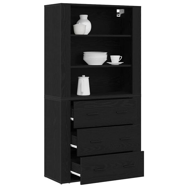 vidaXL Haut Armoire Ch&ecirc;ne noir 80 x 33 x 150 cm Bois d'ing&eacute;nierie