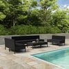 vidaXL Salon de jardin 10 pcs avec coussins R&eacute;sine tress&eacute;e Noir