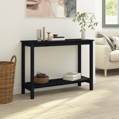 vidaXL Table console Noir 110x40x80 cm Bois massif de pin