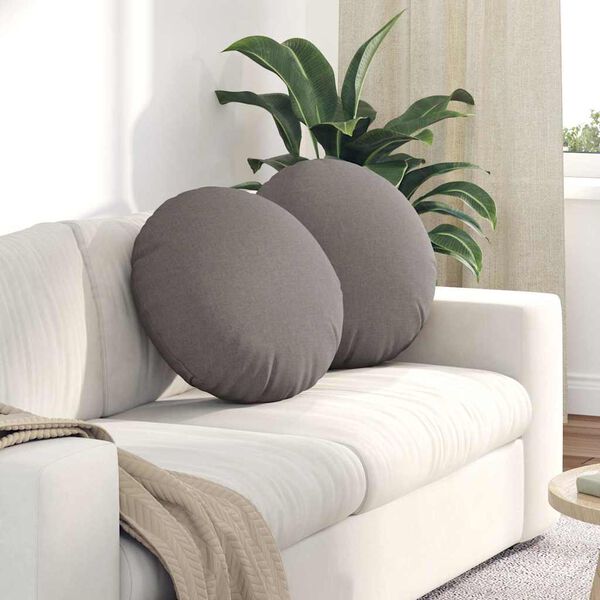 vidaXL Coussins de si&egrave;ge 2 pcs Taupe &Oslash;50 x 19 cm tissu