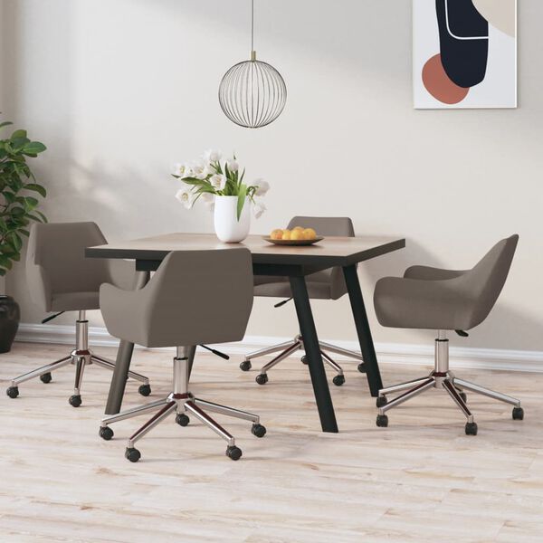 vidaXL Chaises pivotantes &agrave; manger lot de 4 taupe tissu