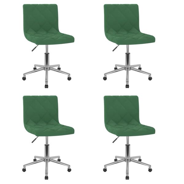 vidaXL Chaises pivotantes &agrave; manger lot de 4 Vert fonc&eacute; Velours