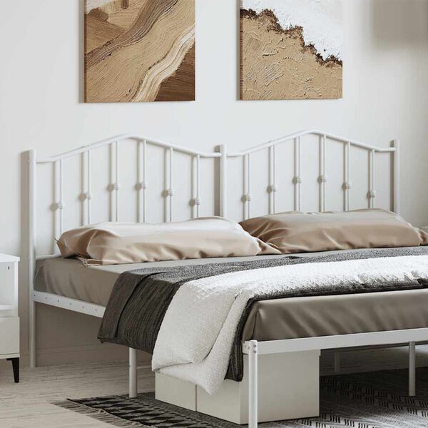vidaXL T&ecirc;te de lit m&eacute;tal blanc 193 cm
