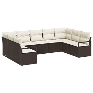 vidaXL Ensemble de canap&eacute; de jardin 9 pcs Marron et blanc polyrotin