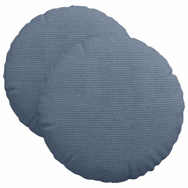 vidaXL Coussins de si&egrave;ge 2 pcs Bleu &Oslash; 40 cm Tissu en velours c&ocirc;tel&eacute;