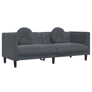 vidaXL Canap&eacute; avec coussins 3 places gris fonc&eacute; velours