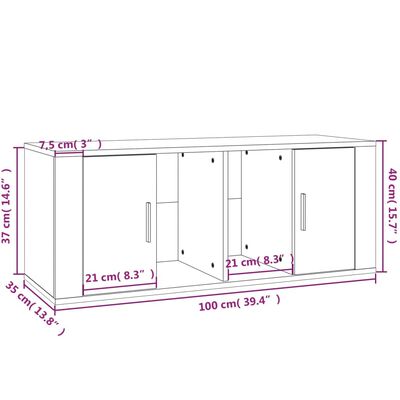 vidaXL Meuble TV Sonoma gris 100x35x40 cm Bois d'ingénierie