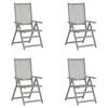 vidaXL Chaises inclinables de jardin lot de 4 Gris Bois solide acacia